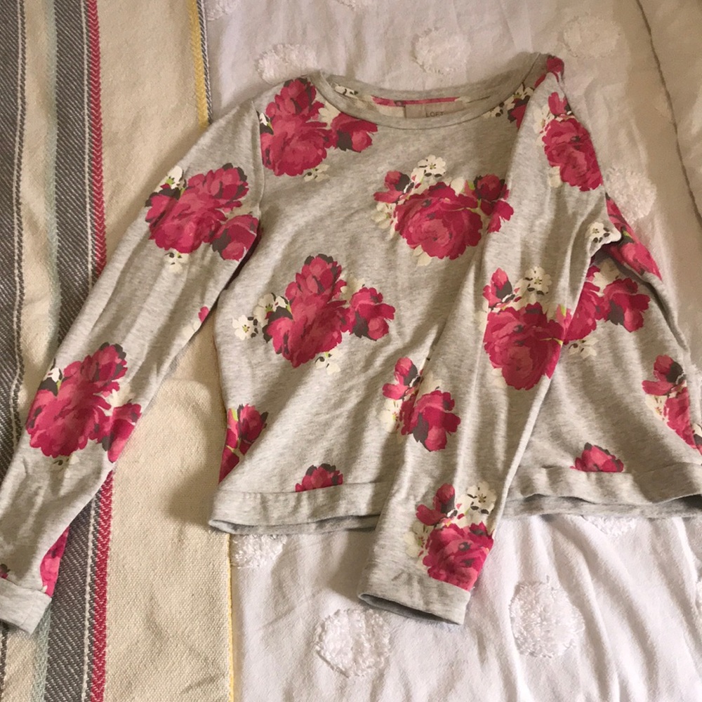 Loft  Medium Floral Hoodie Sweater